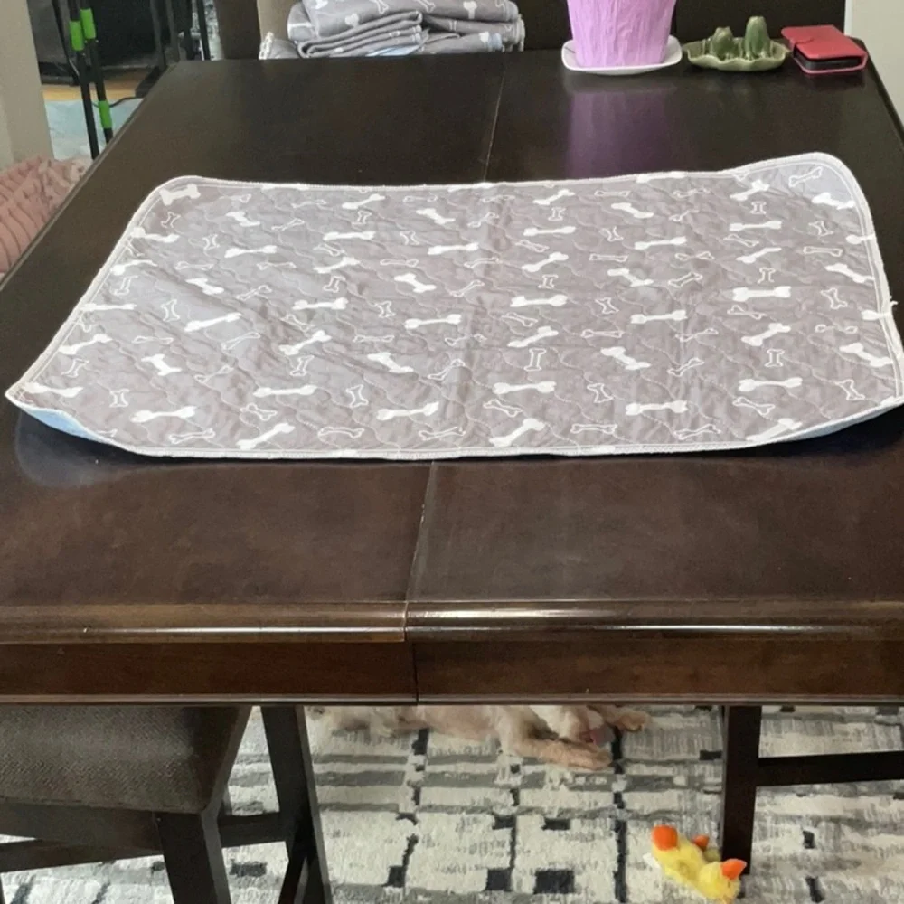 Gray Dog Bone Pattern 31” x 26” reusable potty pad